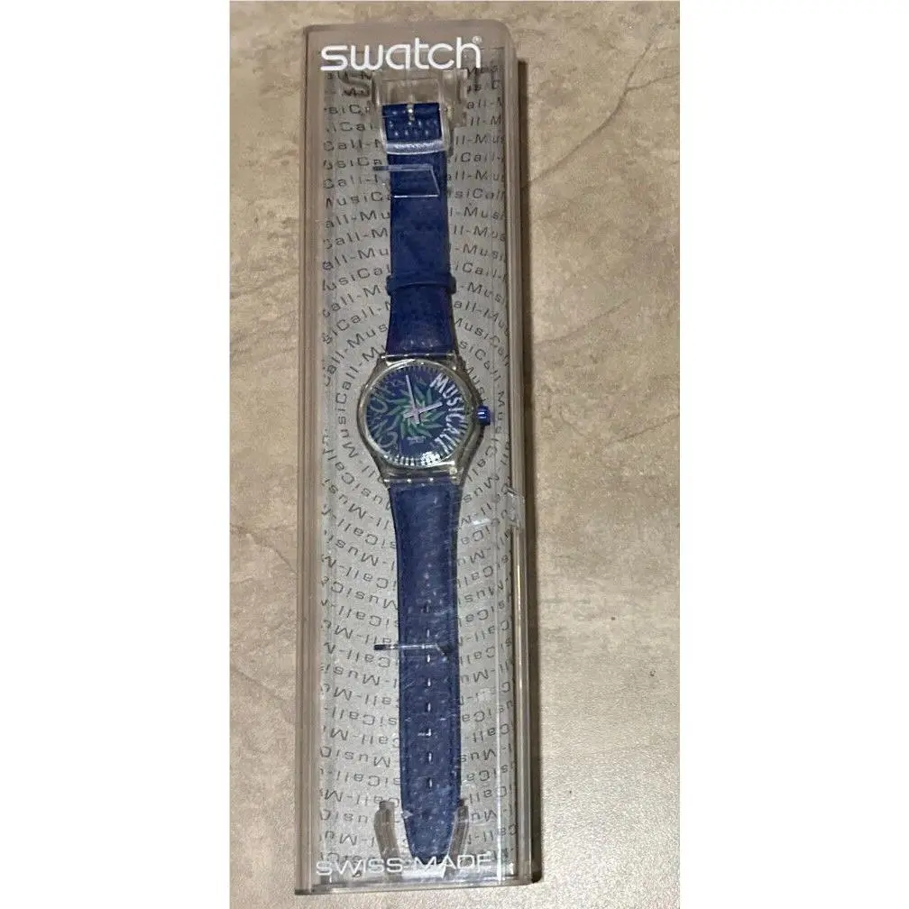 Vintage Swatch Watch Musicall SLR100 Blue in Case w/ Instructions
