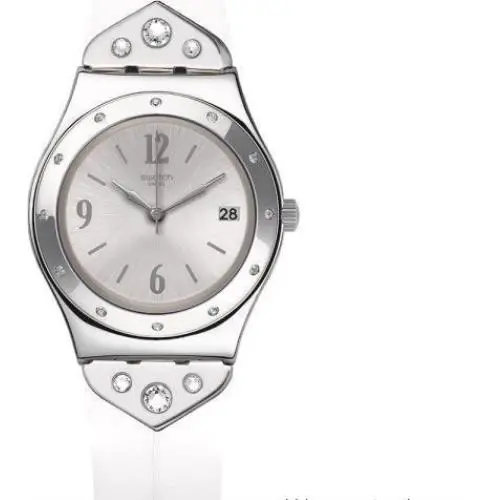 Swatch Irony Scintillating White Rubber Crystals Women Watch YLS450