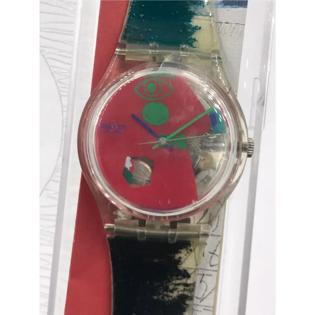 Swatch Watch Color Scribbler GK249 1997 33mm Artist Kveta Pacovská Box