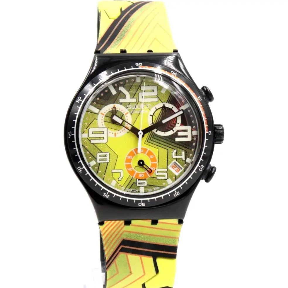 Swiss Swatch Irony Stroke Light Chrono Silicone Watch 40mm YCB4010