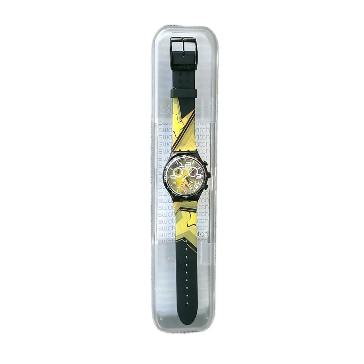 Swiss Swatch Irony Stroke Light Chrono Silicone Watch 40mm YCB4010