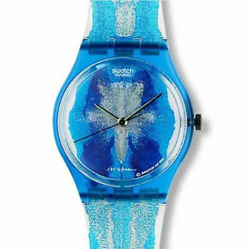 Mint 1991 Swatch Artists Test GZ118 Watch by Cherif Silvie Defraoui Rare - Dial: Blue, Band: Blue
