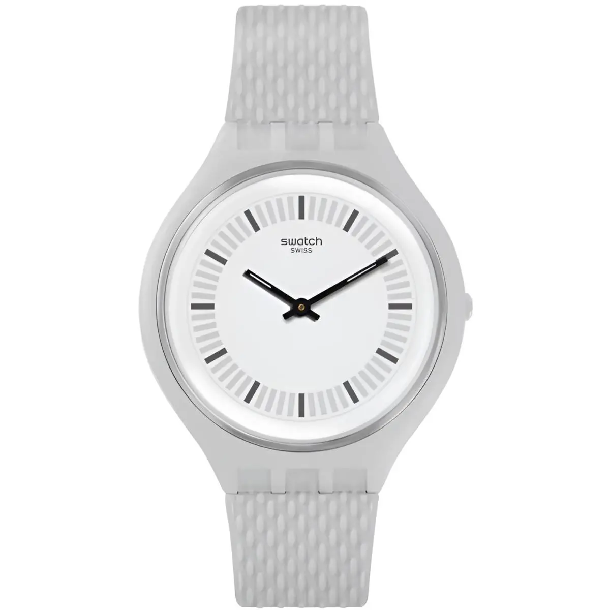 Swatch Unisex Watch Skin Skinstructur Grey Dial Silicone Rubber Strap SVUM102
