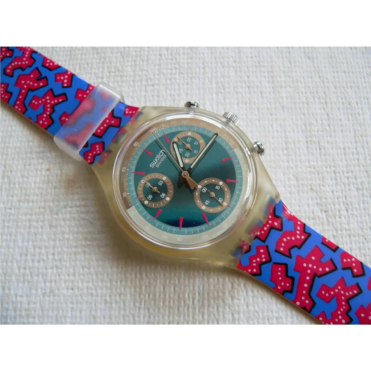 1993 Swatch Watch Chrono Wild Card SCK100 - Dial: Multi-Color, Band: Multi-Color