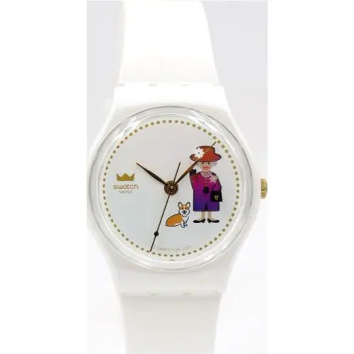 Swiss Swatchjubilee How Majestic White Silicone Watch 34mm GZ711