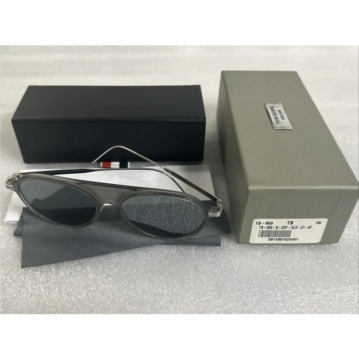 Thom Browne TB809-B-GRY-SLV-57-AF Sunglasses Gray Silver 57-17-145 Asian Fit