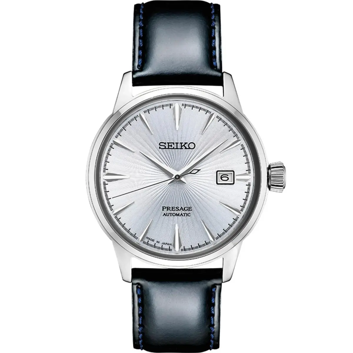 Seiko Presage Cocktail 40.5mm Light Blue Dial Leather Band Watch SRPB43