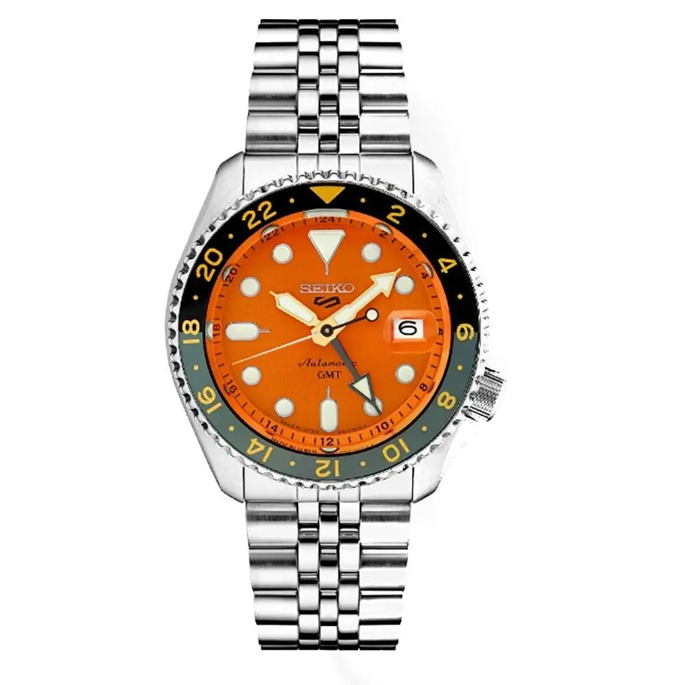 5 Sports 42.5mm Orange Dial Stainless Steel Men`s Watch SSK005 by Seiko