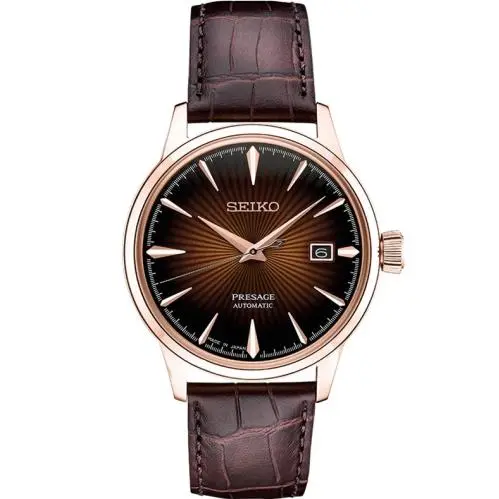 Presage Cocktail Time 40.5mm Burgundy Dial Leather Band Watch SRPB46 by Seiko