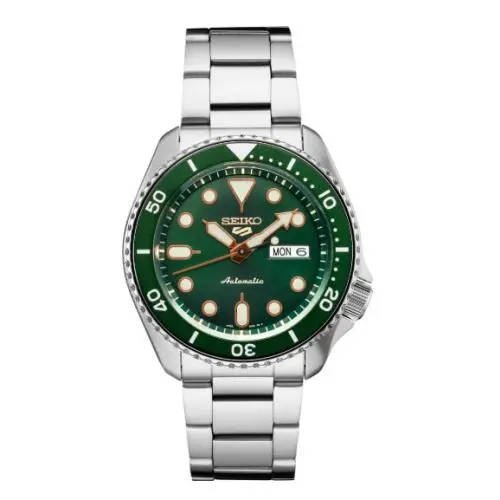 Seiko SRPD63 5 Sports Automatic Men`s Watch Green Dial 43 mm