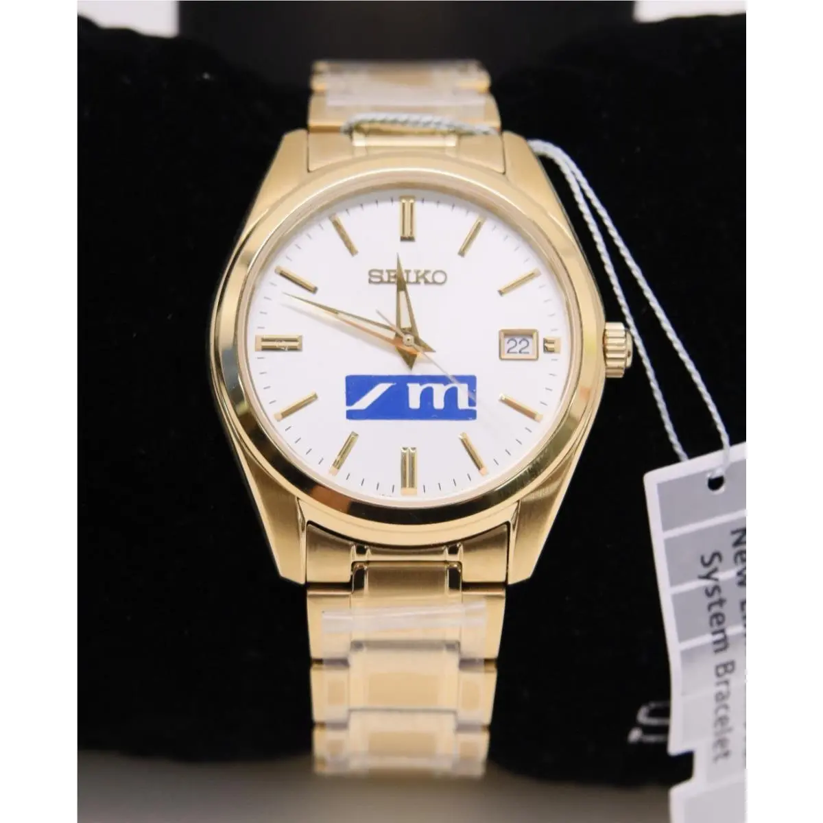 Seiko Essentials Classic Sport Sapphire Crystal Gold White Dial SUR314 - Dial: White, Band: Gold, Bezel: Gold
