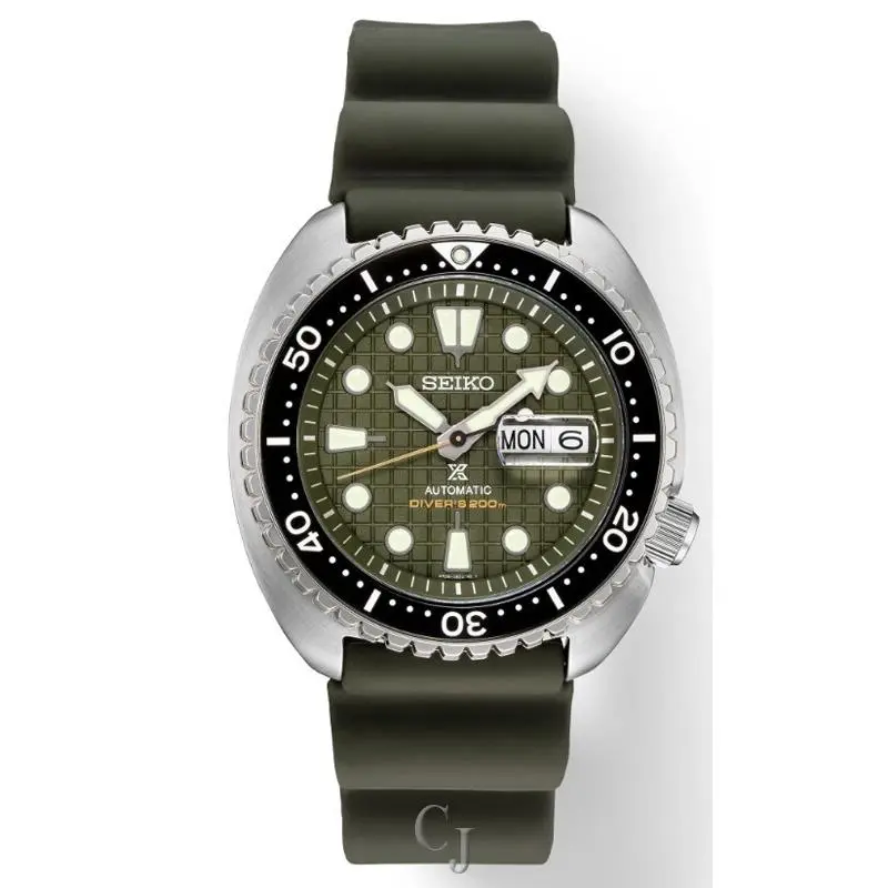 Seiko Prospex Padi Special Edition Khaki Green Dial Automatic Men’s Watch SRPE05 - Dial: Green, Band: Silver, Bezel: Black