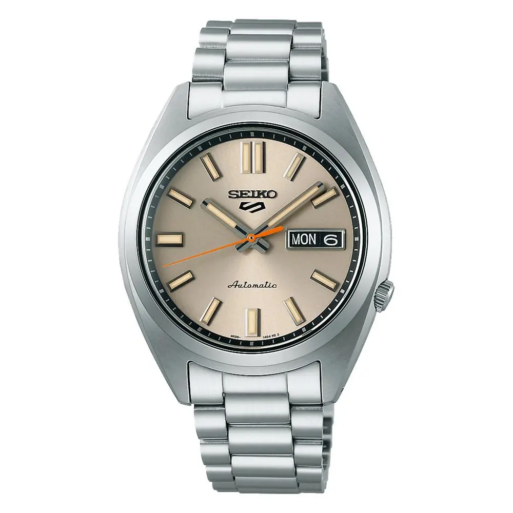 Seiko 5 Sports Snxs Ivory Dial Stainless Steel Men`s Watch SRPK91 - Dial: Ivory, Band: Silver