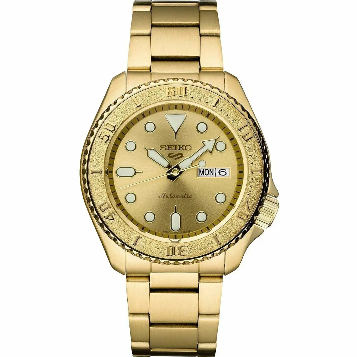 Seiko SRPE74 Seiko 5 Sports Men`s Gold-tone 42.5mm Stainless Steel Watch