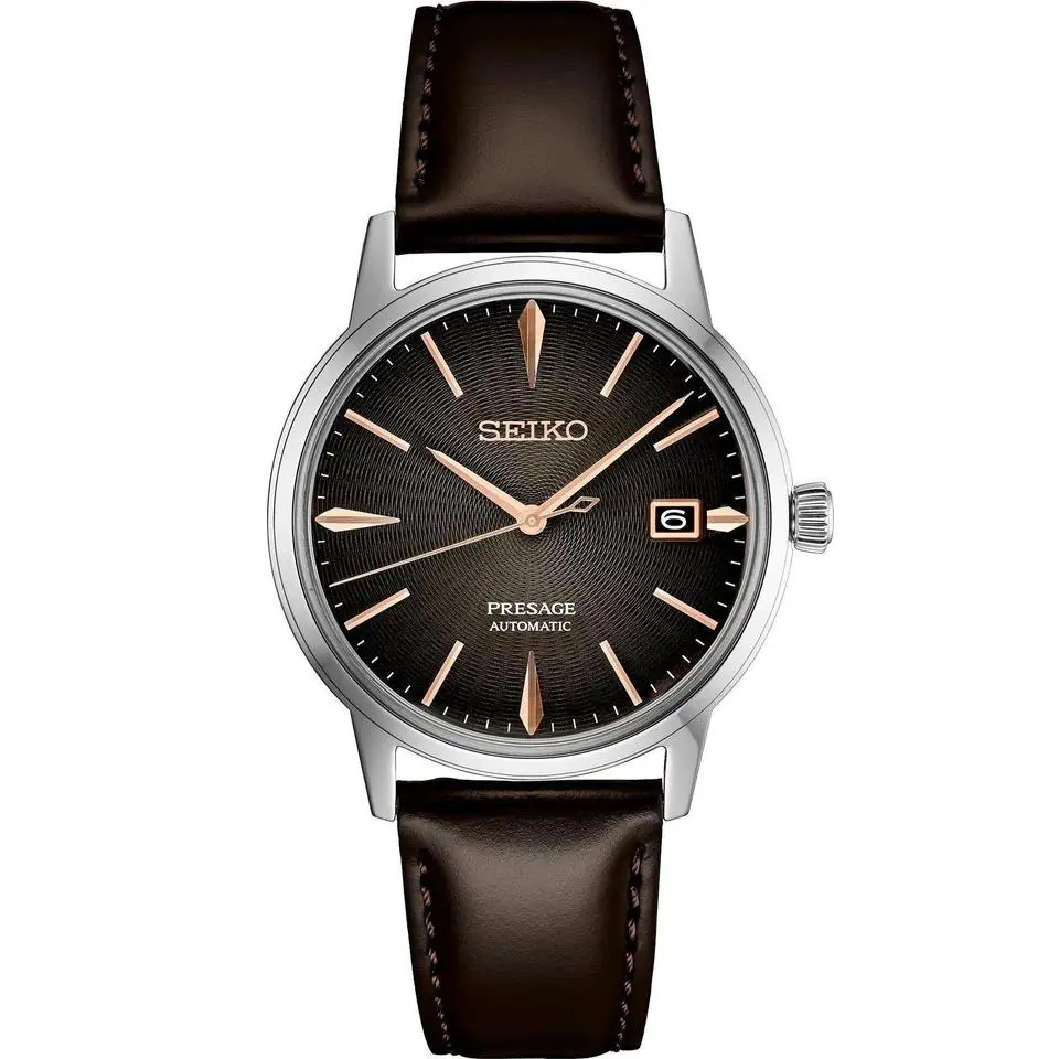 Seiko Presage Automatic Brown Dial Leather Band Men’s Watch SRPJ17 Made In Japan - Dial: Brown, Band: Brown, Bezel: Silver