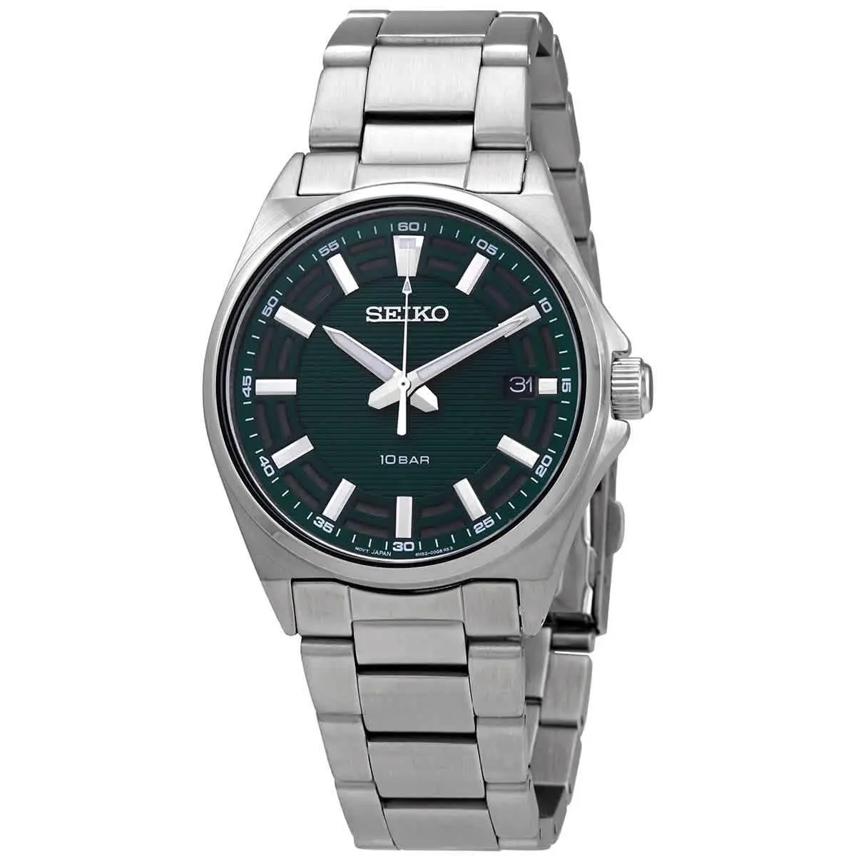 Seiko Quartz Green Dial Stainless Steel Men`s Watch SUR503P1