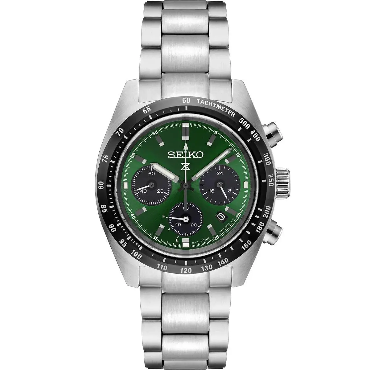 Seiko SSC933 Speedtimer Solar Chronograph Men`s Watch Green Dial 100M