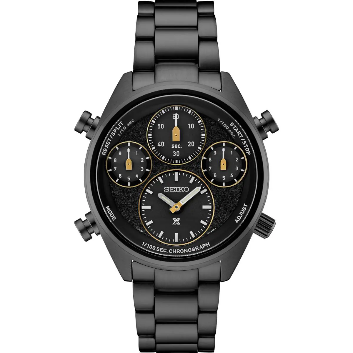 Seiko Men`s Prospex Speedtimer Solar Black 1/100 Second Limited Edition SFJ007 - Dial: Black, Band: Black, Bezel: Black