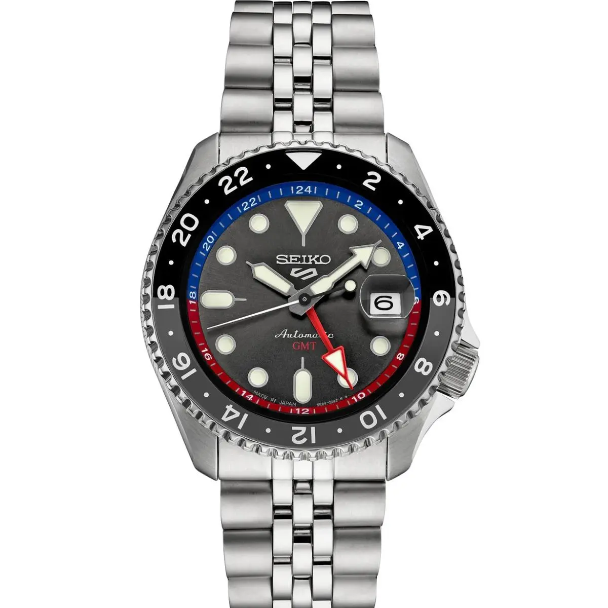 5 Sports Automatic Gmt Watch 42.5mm Grey Dial Watch SSK019 by Seiko