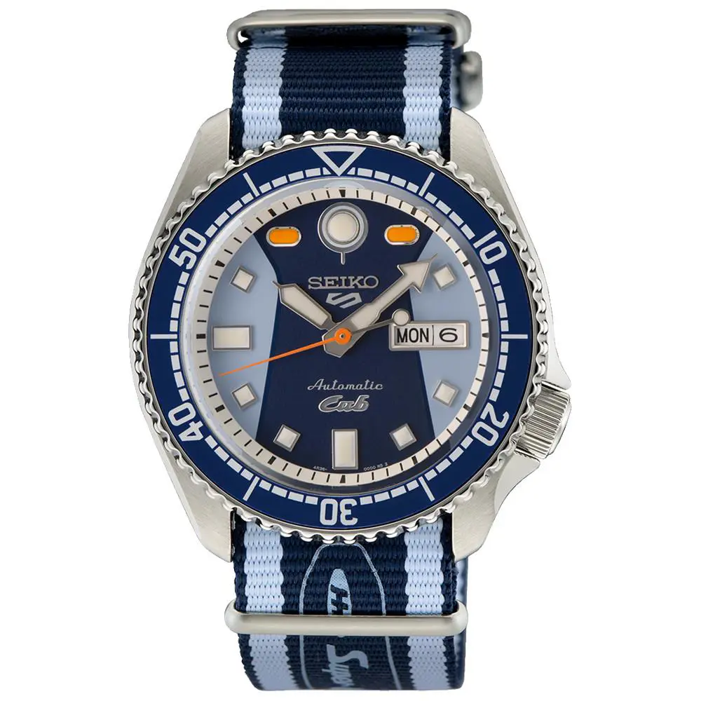 Seiko 5 Sport 42.5mm Blue Dial Blue Cloth Band Watch SRPK37