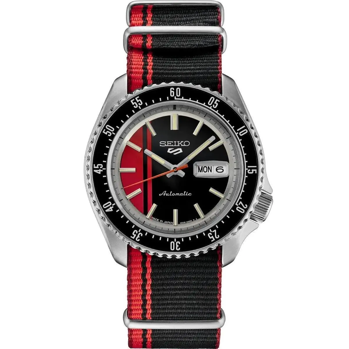 Seiko Men`s 5 Sports Special Edition Skx Style Red Black Automatic Watch SRPK71
