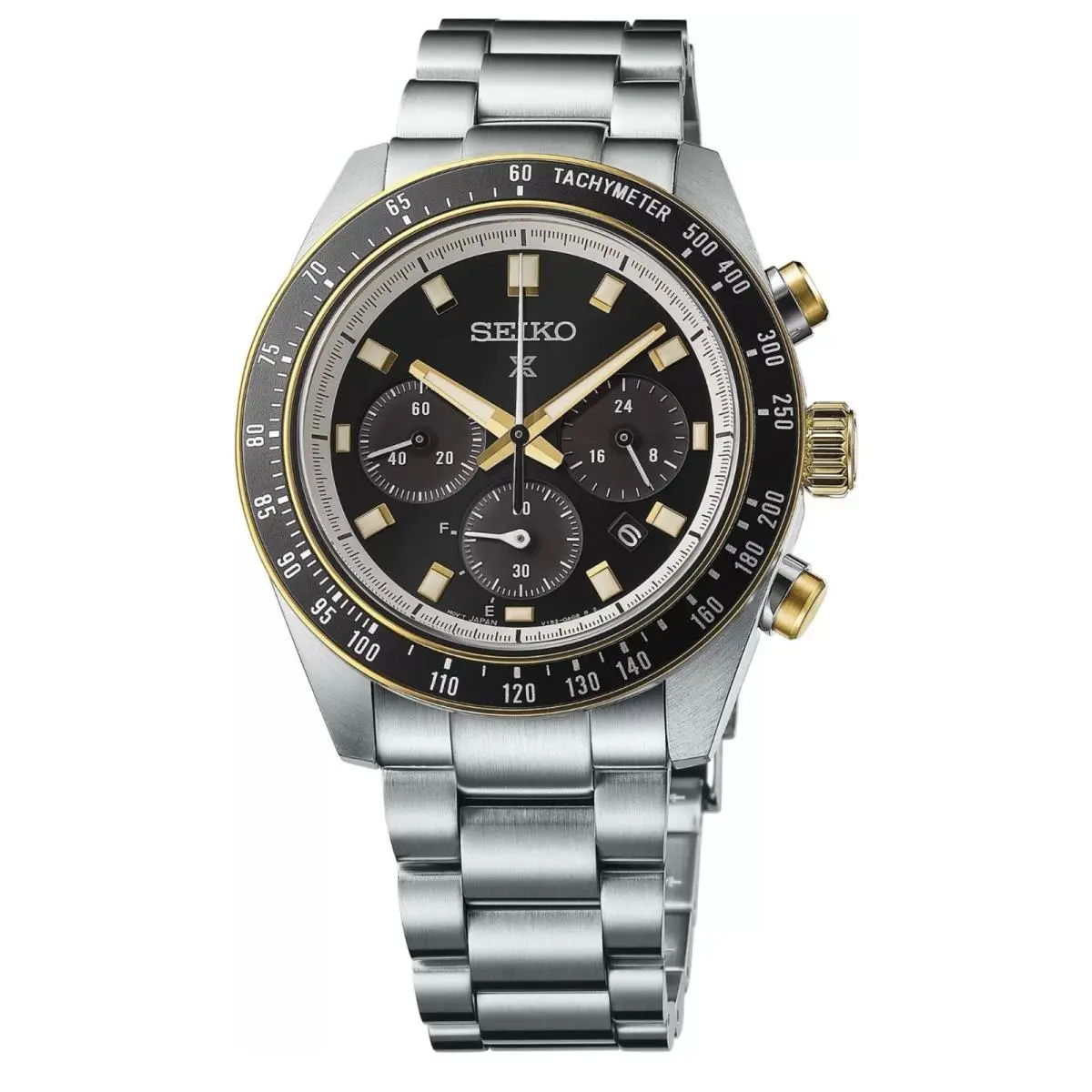 Seiko Prospex Speedtimer TT Solar Chronograph SSC941 - Dial: Black, Band: Silver, Bezel: Black