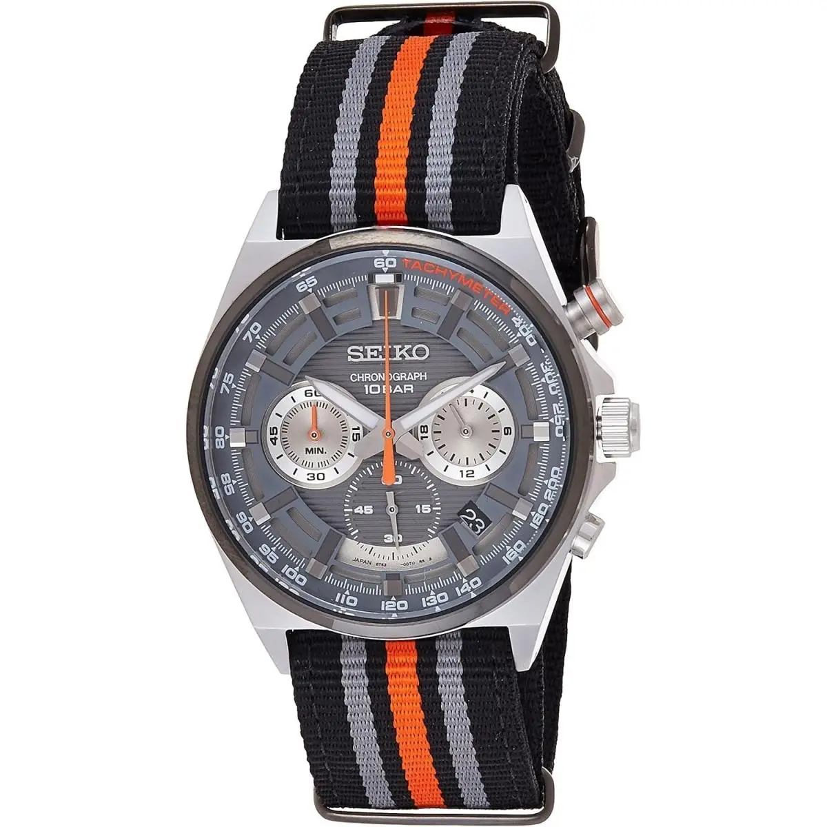 Seiko SSB403 Essentials Quartz Chronograph Men`s Watch Gray Dial Racing Strap 10