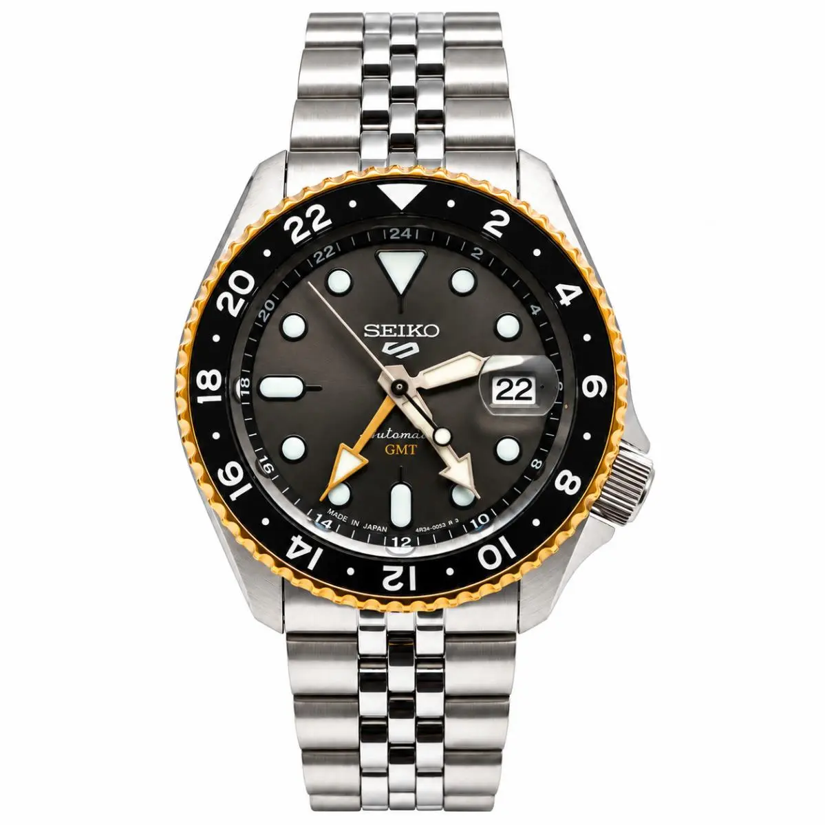 Seiko 5 Five Sports Skx Gmt Automatic Charcoal Gray Dial Men`s Watch SSK021 - Dial: Gray, Band: Silver, Bezel: Black