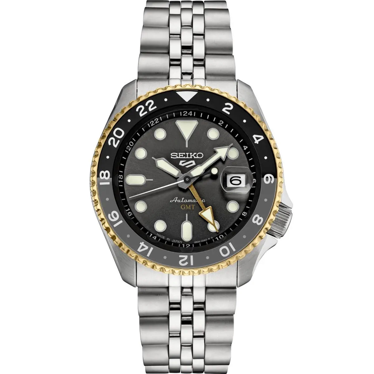 Seiko 5 Five Sports SSK021 Skx Gmt Automatic Watch 100m Gold Bezel