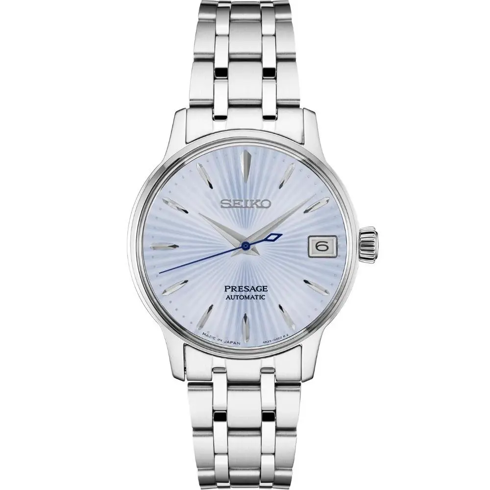 Seiko Presage Cocktail Time Ice Blue Dial Automatic Women`s Watch SRP841 - Dial: Blue, Band: Silver, Bezel: Silver