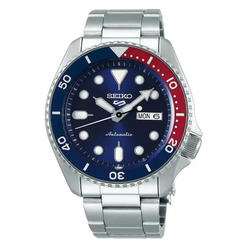 Seiko 5 SRPD53 Mens Blue Dial Blue/red Bezel Metal Day/date Automatic Watch