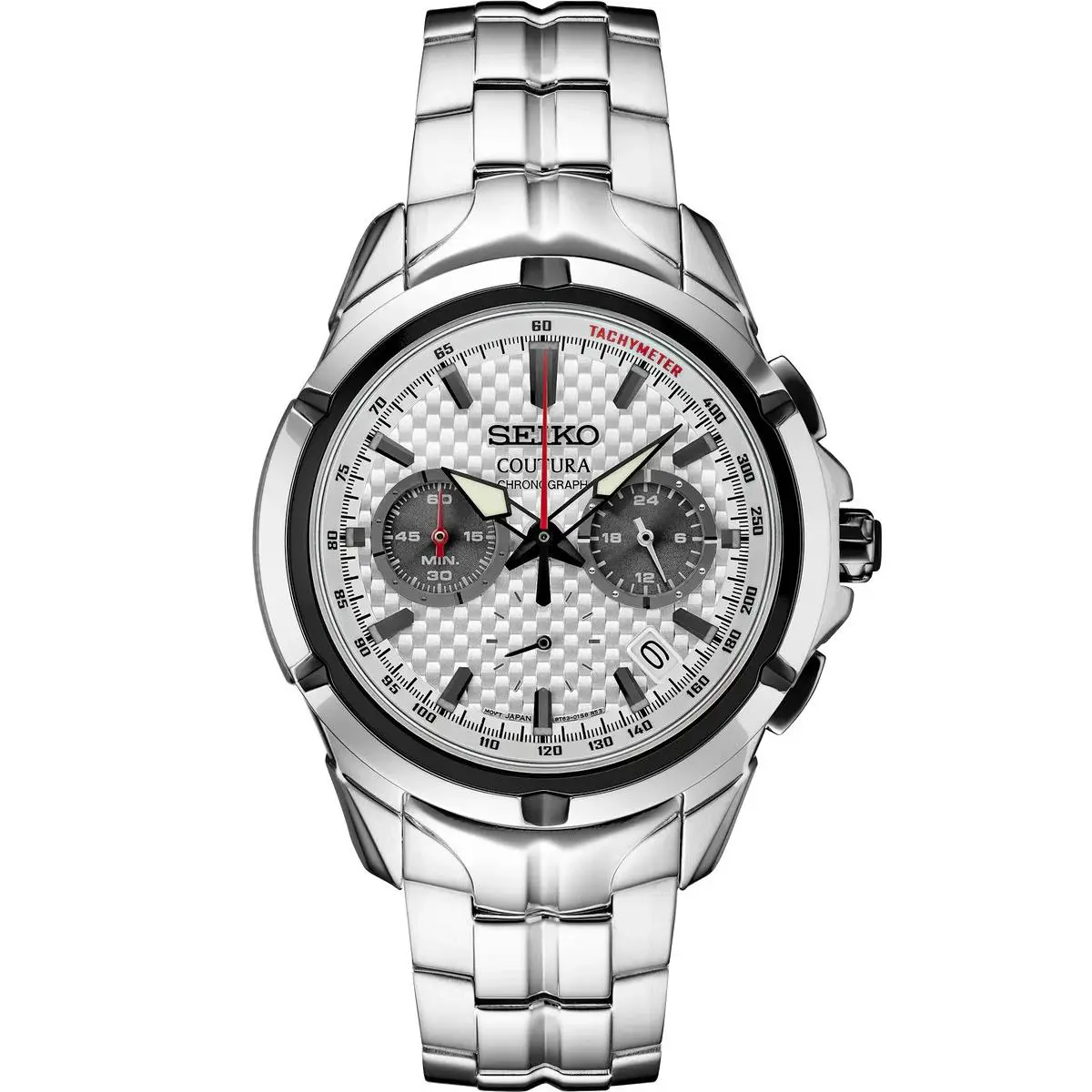 Seiko Coutura Quartz Chrono 42mm Silver Dial Stainless Steel Watch SSB433