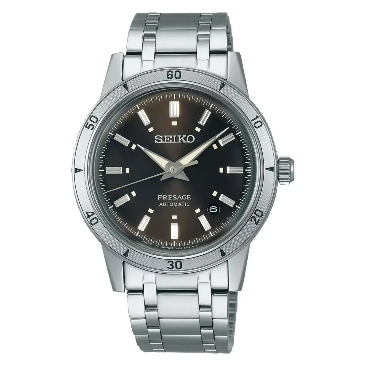 Seiko Presage Style60s Collection 39.5mm Automatic Men`s Watch Black Dial - Dial: Black, Band: Silver, Bezel: Silver