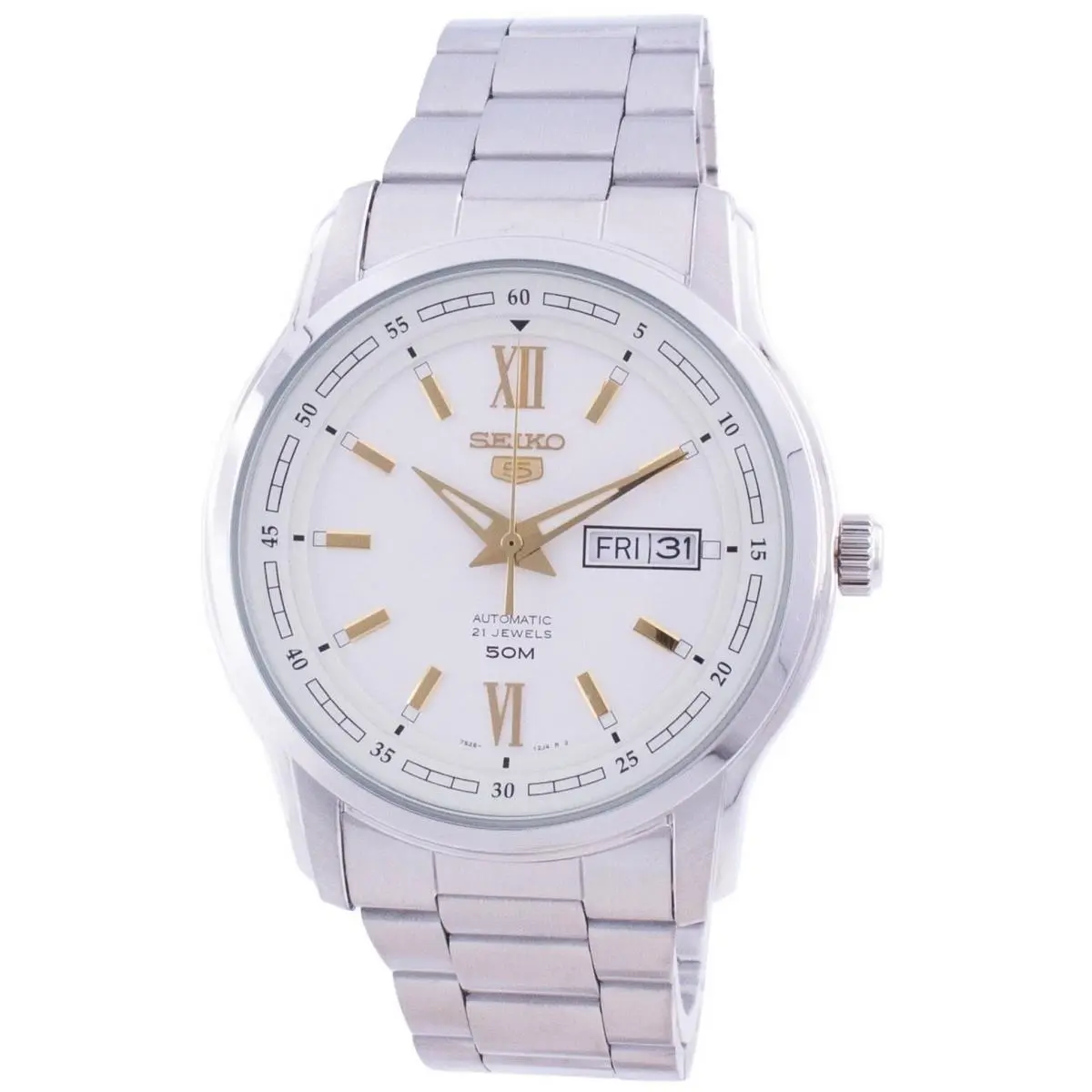 5 Automatic White Dial Day/date Stainless Steel SNKP15K1 50M Mens Watch by Seiko