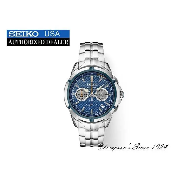 Seiko Quartz Chronograph From The Coutura Collection SSB431 - Dial: Blue, Band: Silver