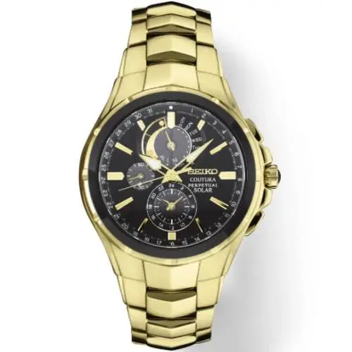 Seiko Men`s Solar Coutura Yellow-gold Pvd Steel Bracelet Watch SSC700