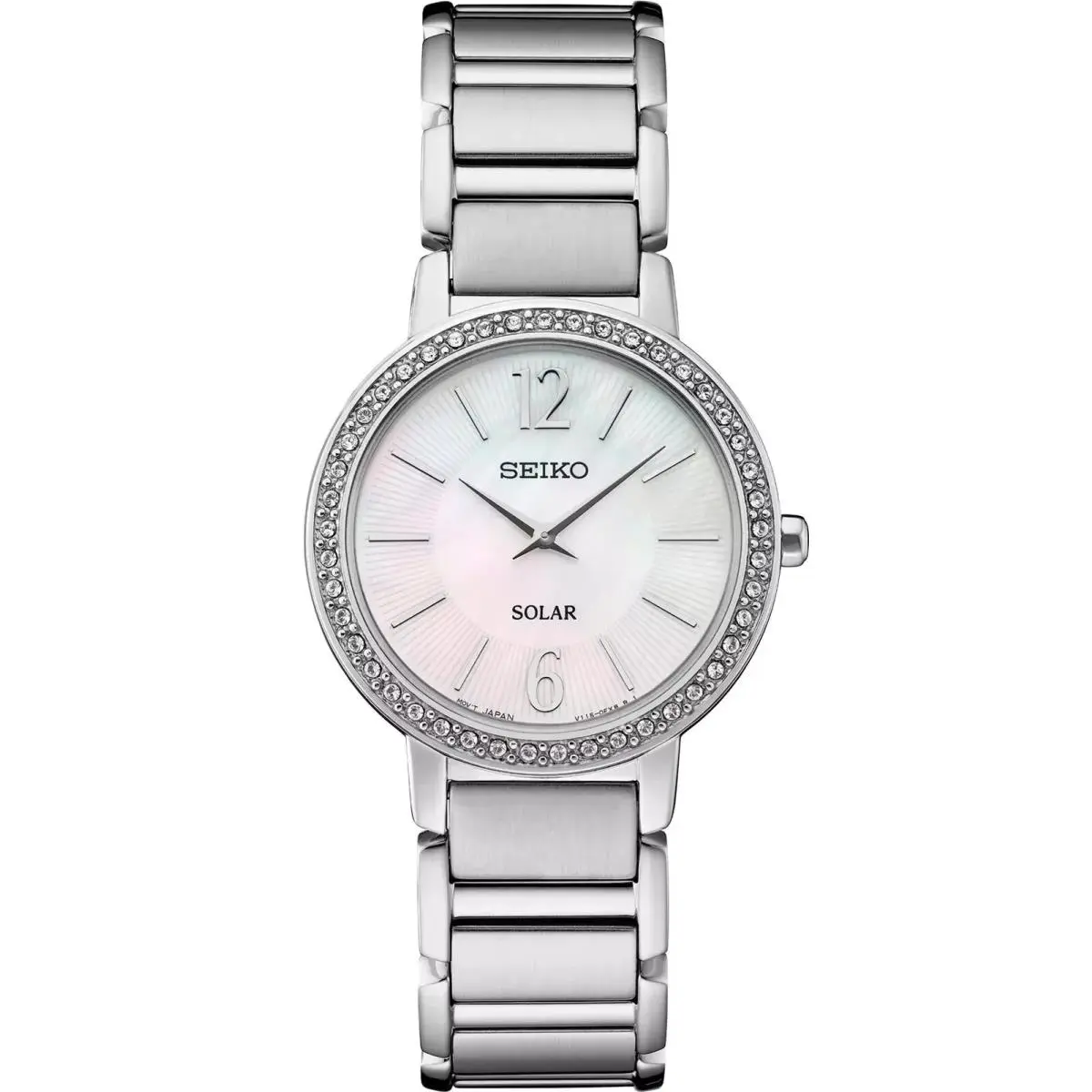 Women`s Essentials Crystal Solar Mother-of-pearl Watch SUP467 by Seiko