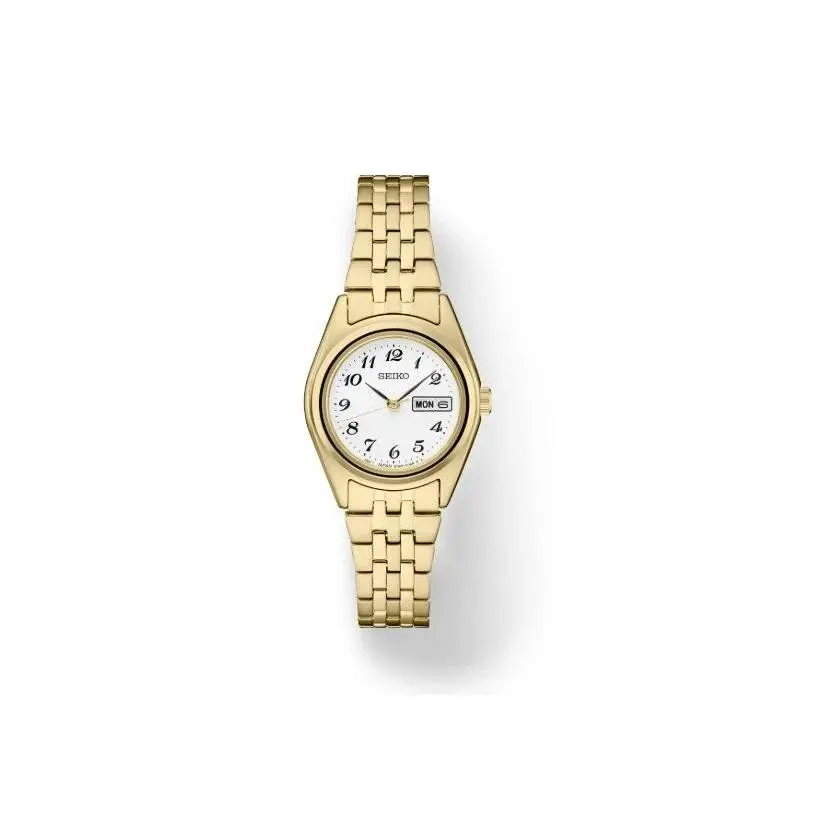 Seiko Essentials Collection SUR440 Gold-tone Finish White Dial - White, Dial: White, Band: Gold