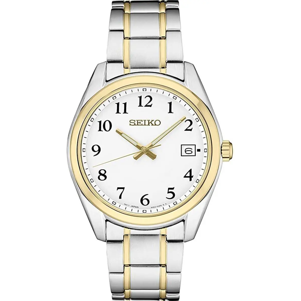 Seiko White Men`s Watch - SUR460 - Dial: White, Band: Silver, Gold, Bezel: Gold