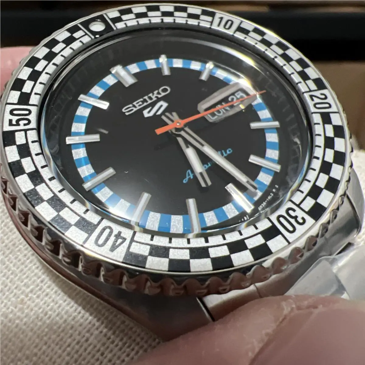 Seiko 5 Sports Special Edition Blue Dial Steel Men`s Watch SRPK67 - Dial: Black, Band: Silver, Bezel: Black, White