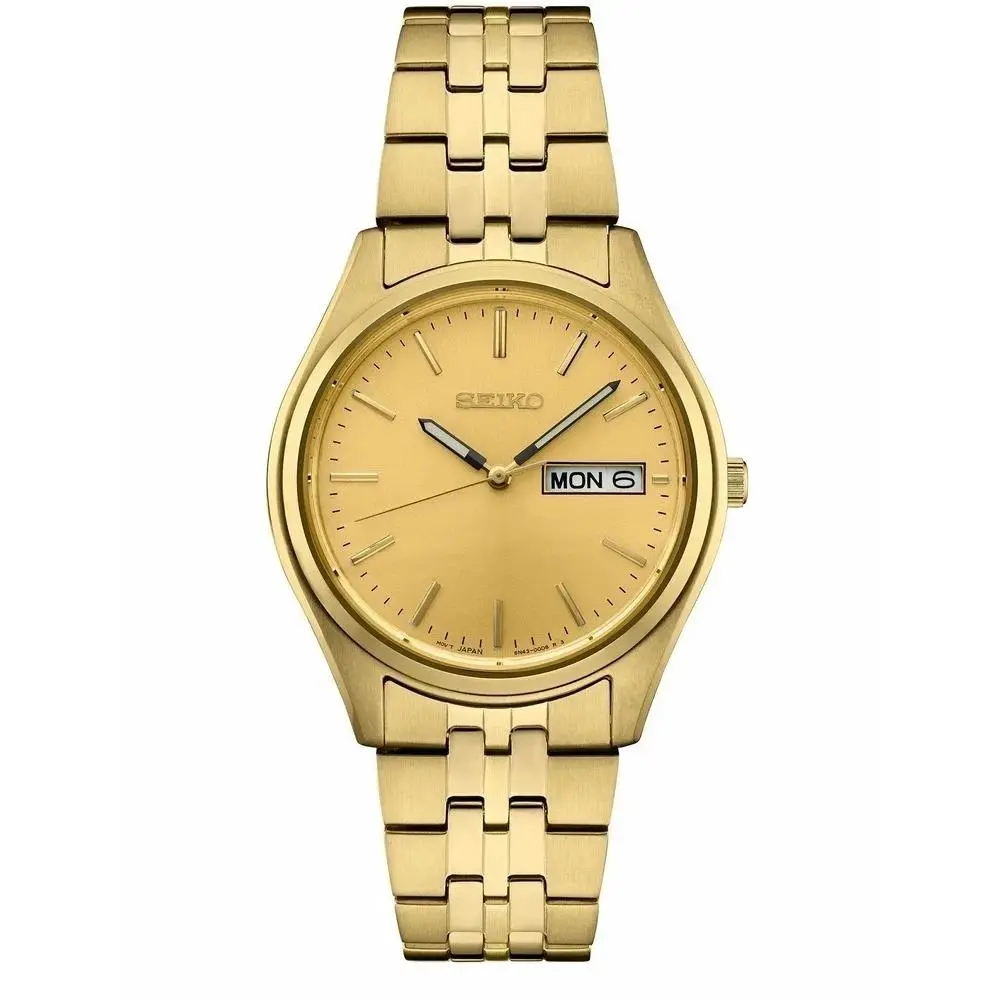Seiko Men`s SUR434 Japanese Quartz Dress Golden Stainless Steel Strap Watch