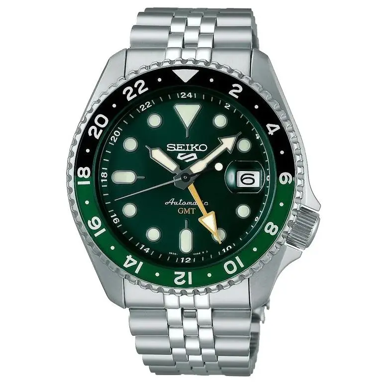 Seiko 5 Sports Skx Style Gmt Auto Green Dial Men`s Watch SSK035