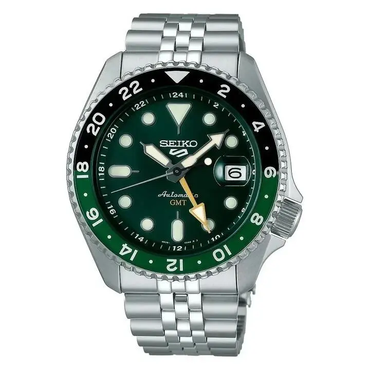 5 Sports Skx Sports Gmt Green Dial Stainless Steel Watch SSK035 by Seiko