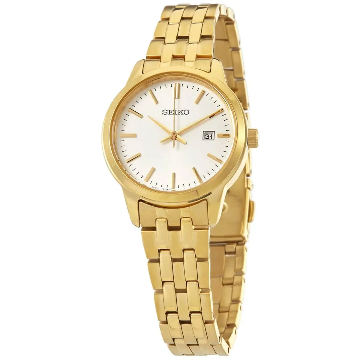 Classic Quartz White Dial Yellow Gold-tone Ladies Watch SUR412 by Seiko