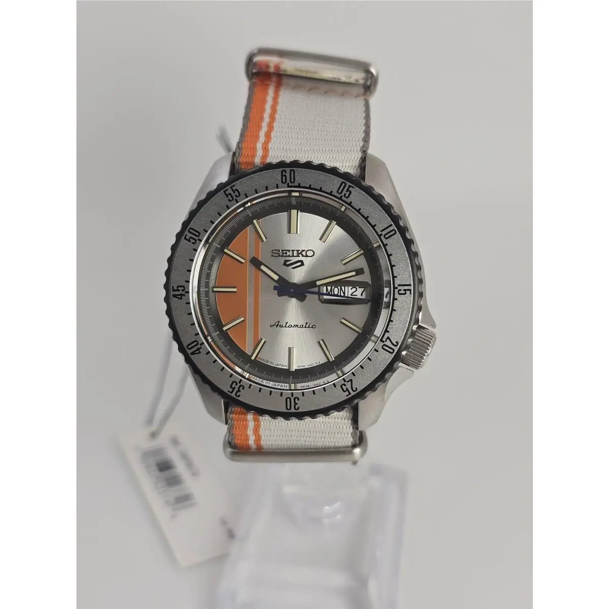5 Sports SRPK73 US Special Edition Silver Orange Striped Dial Nato by Seiko