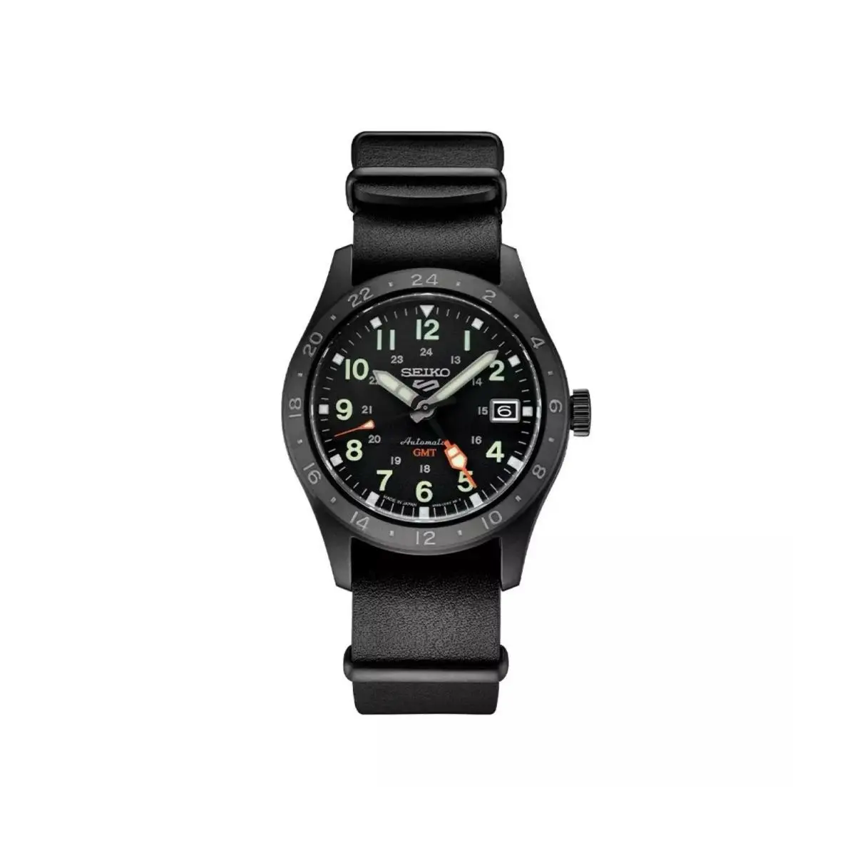 5 Sports Field Gmt Black Dial Leather Strap SSK025 by Seiko