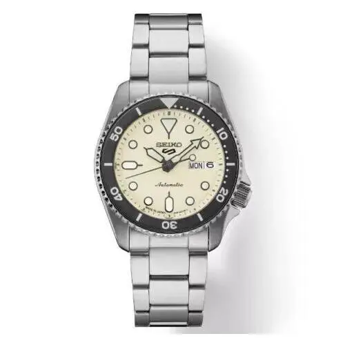 Seiko Stainless Steel 38 mm Beige Dial Day Date Automatic Men`s Watch SRPK31