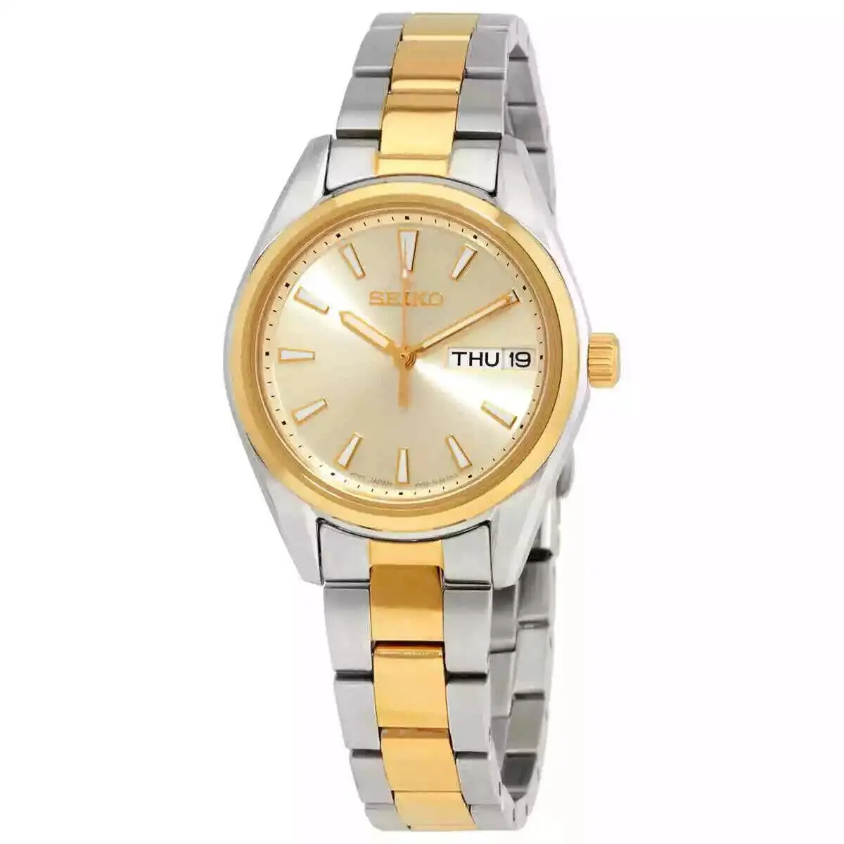 Seiko Ladies Quartz Gold Dial Two-tone Watch - SUR354P1