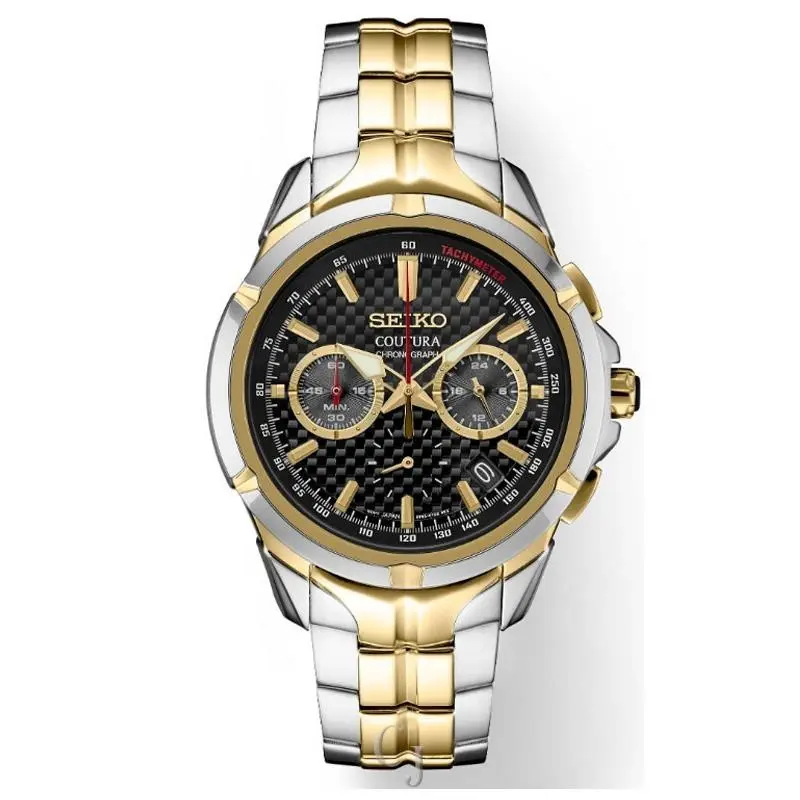 Coutura Black Dial Chronograph Quartz Stainless Steel Men’s Watch SSB434 by Seiko