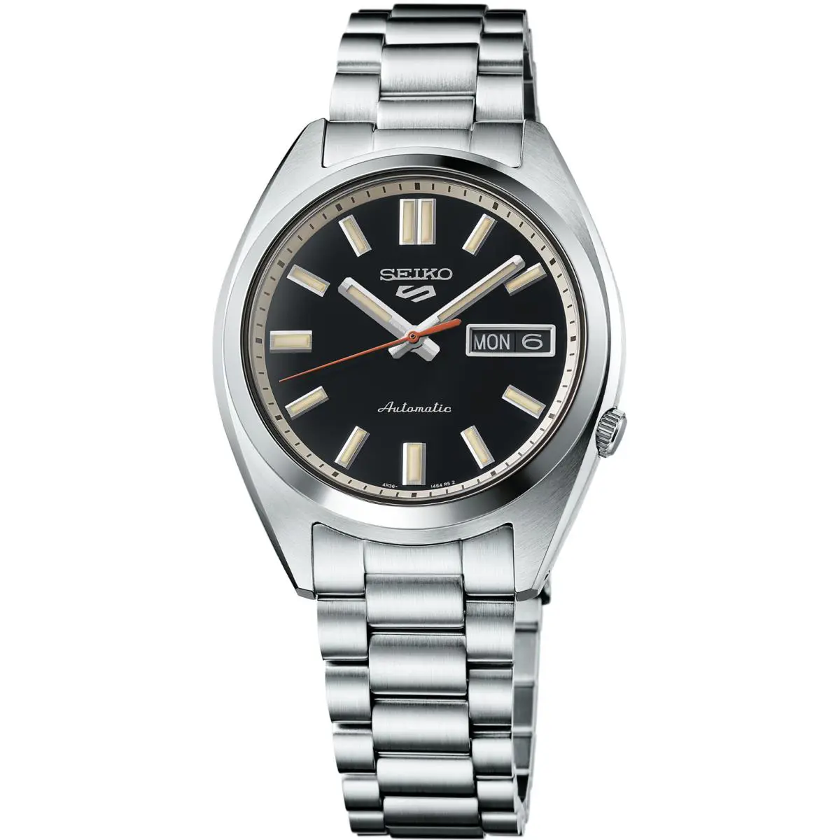 Seiko 5 Sports Mid-size Stainless Steel Automatic Black Dial Men`s Watch SRPK89